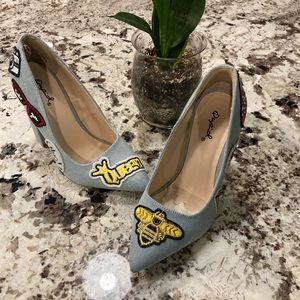 Super fun patch work Queen Bee heels